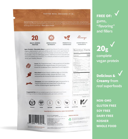 Sprout Living Epic Protein Bundle - Original, Chocolate Maca & Vanilla Lucuma (20-26g Organic Plant-Based Protein Powder, Vegan, Superfoods) | 1lb, 12 Servings