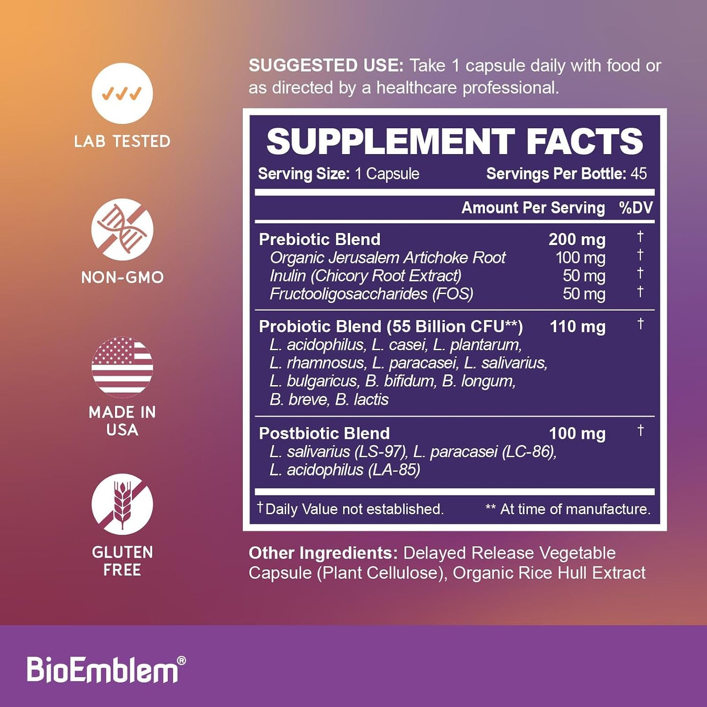 BioEmblem Triple Magnesium Complex & Probiotics for Women & Men