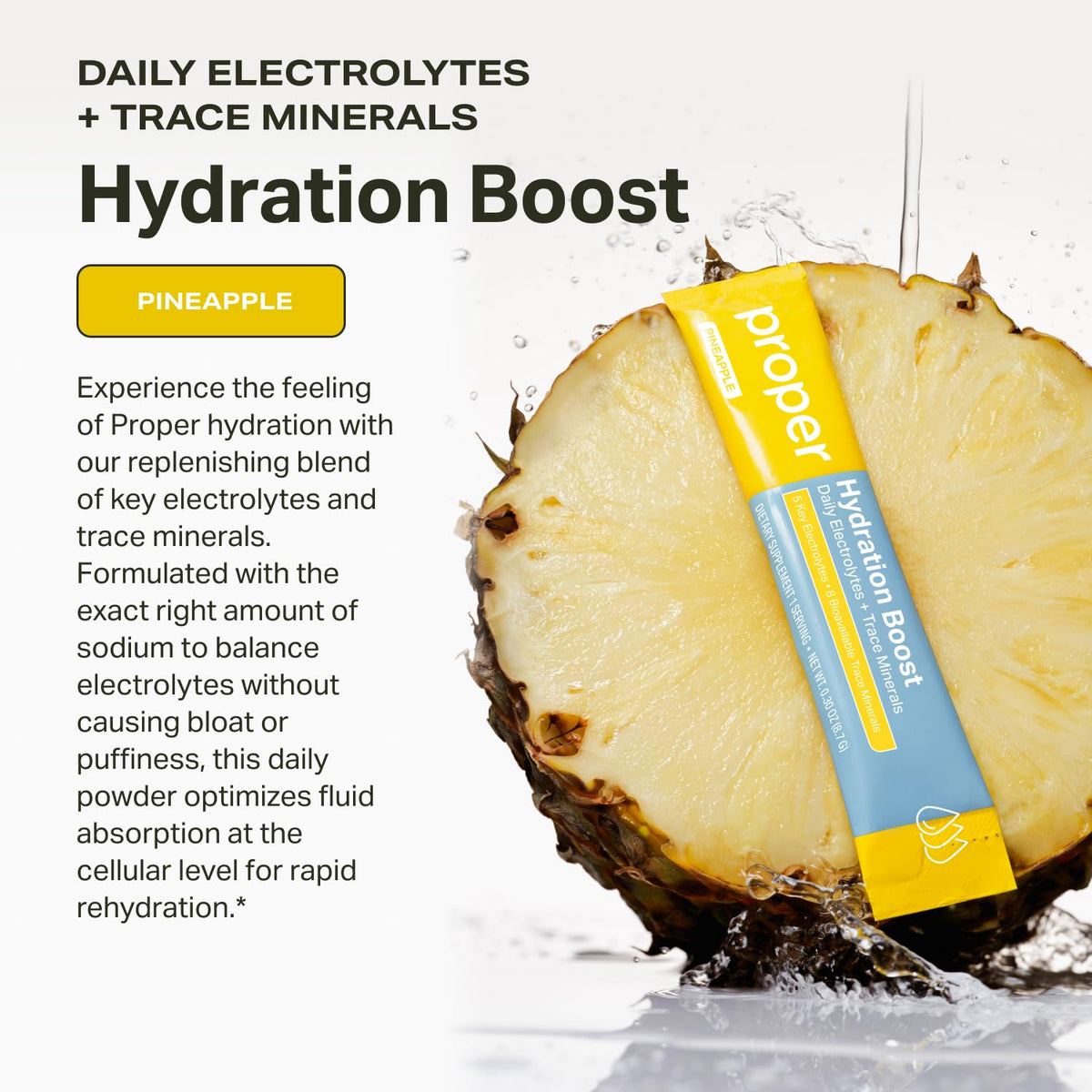 Proper Hydration Sticks – Electrolyte Powder Drink Mix Packets with Trace Minerals for Rapid Hydration + Naturally Flavored – No Artificial Sweeteners – Lemon Lime