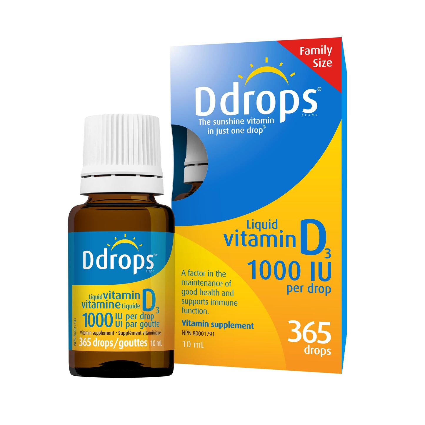 Ddrops Adults 1000 IU 180 Drops, Liquid Vitamin D. Supports Strong Bones & Immune System. No Large Capsules, No Preservatives, Non-GMO, Allergy-Friendly