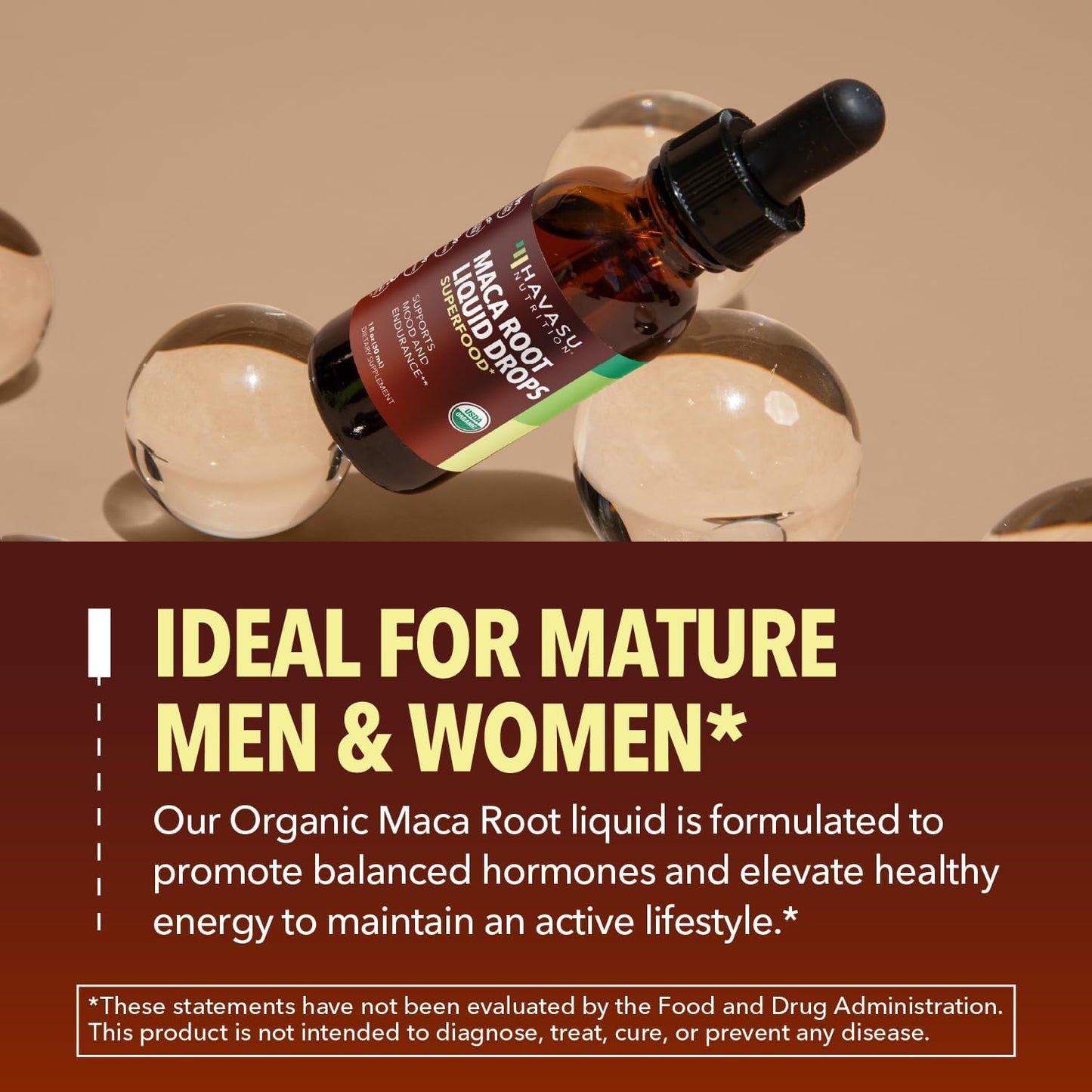 Organic Maca Root Liquid, Unflavored, 1fl oz, Supports Hormone Balance | Organic Maca Root Liquid Drops, Mood, Energy in Women & Men, Lepidium Meyenii to Support Performance & Vitality, Non-GMO