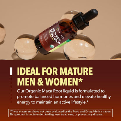 Organic Maca Root Liquid, Unflavored, 1fl oz, Supports Hormone Balance | Organic Maca Root Liquid Drops, Mood, Energy in Women & Men, Lepidium Meyenii to Support Performance & Vitality, Non-GMO