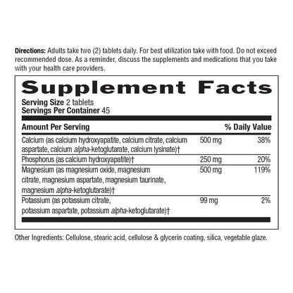 Country Life Target Mins - Calcium Magnesium Potassium Bone & Heart Health Supplement, 1000mg Calcium, 500mg Magnesium, Supports Calcium Utilization, 180 Tablets – Certified Gluten Free & Vegan