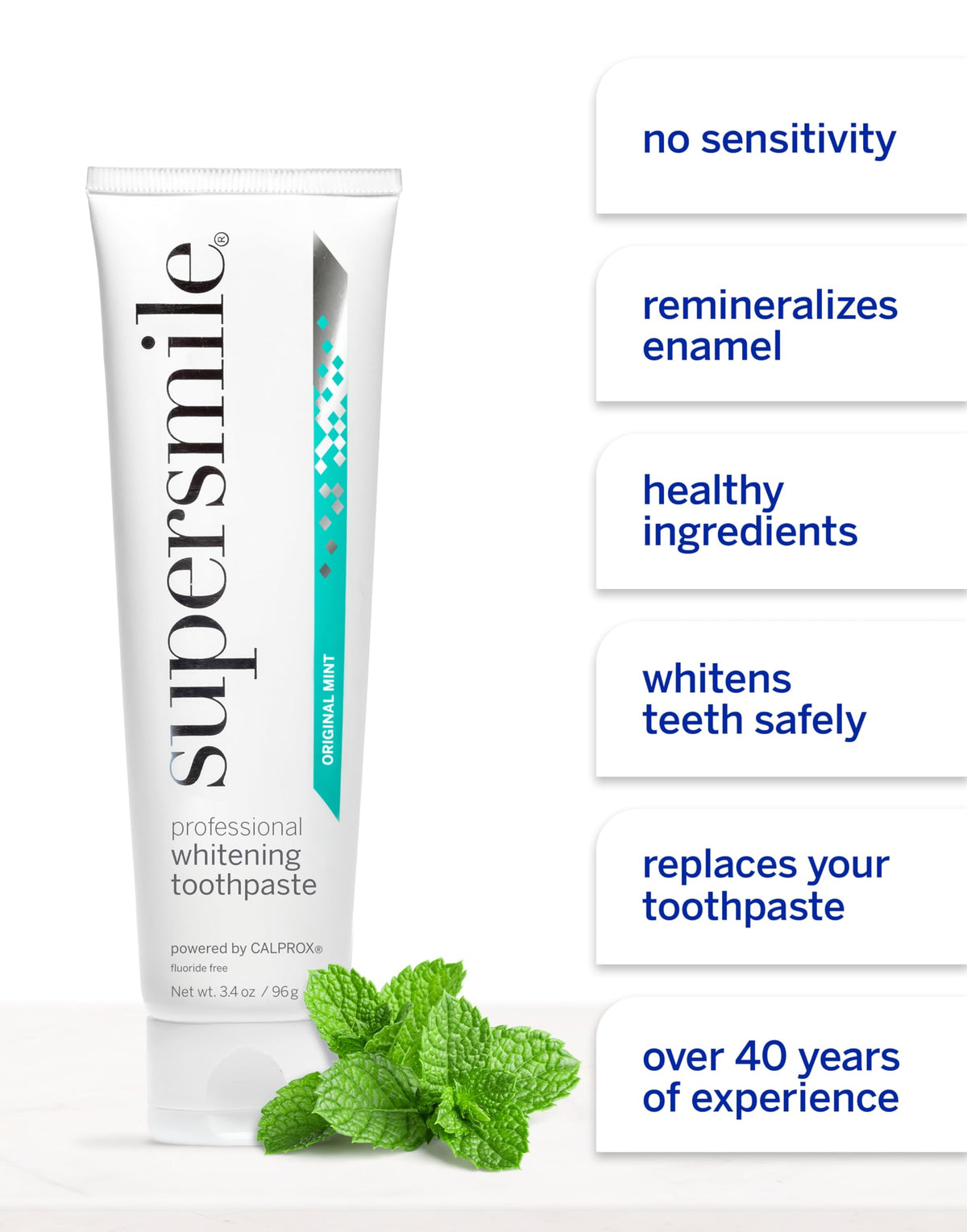 Supersmile Original Mint Whitening Toothpaste, 8 Oz, Whitens 6 Shades