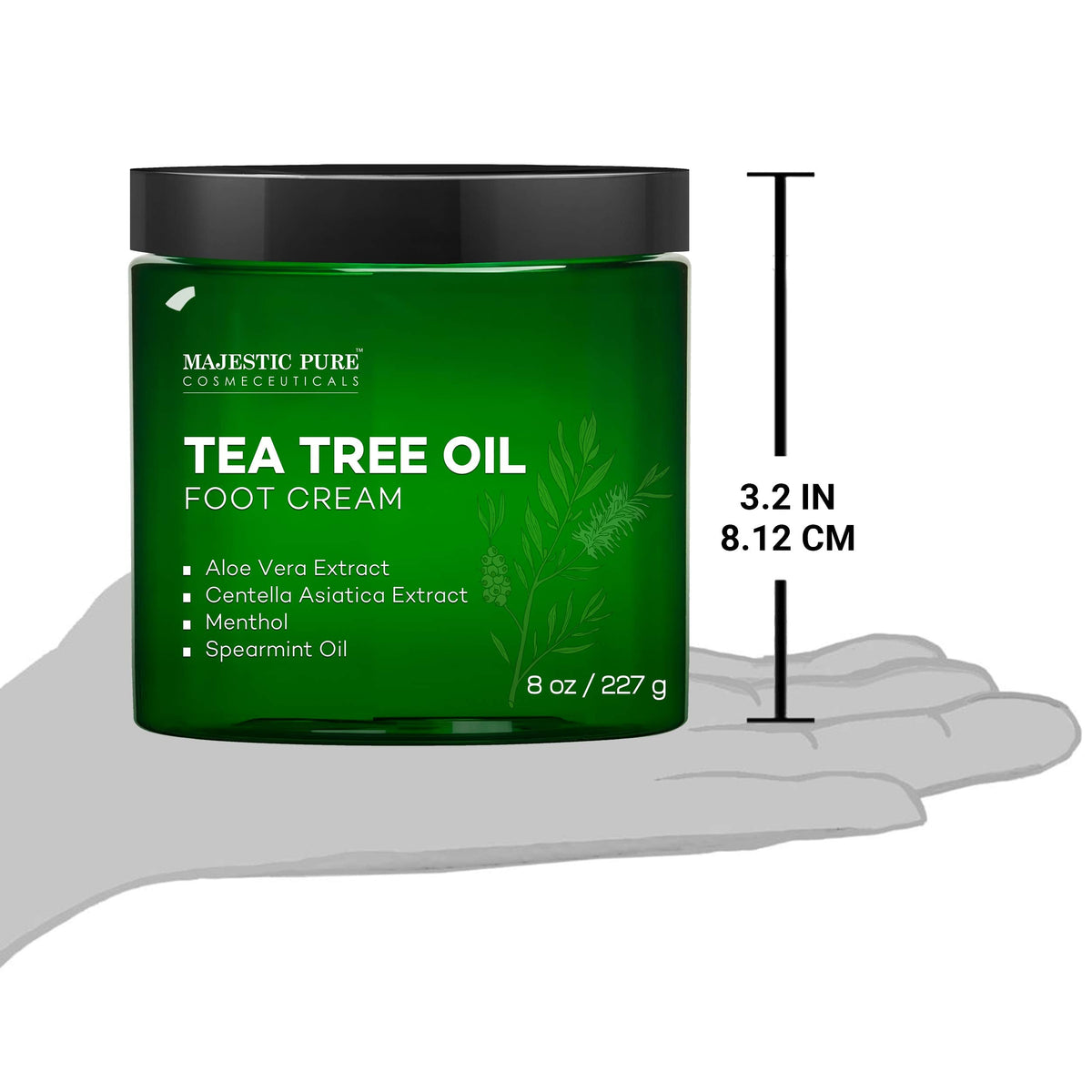 MAJESTIC PURE Athletes Foot Cream with Tea Tree Oil, Aloe & Spearmint - Hydrates