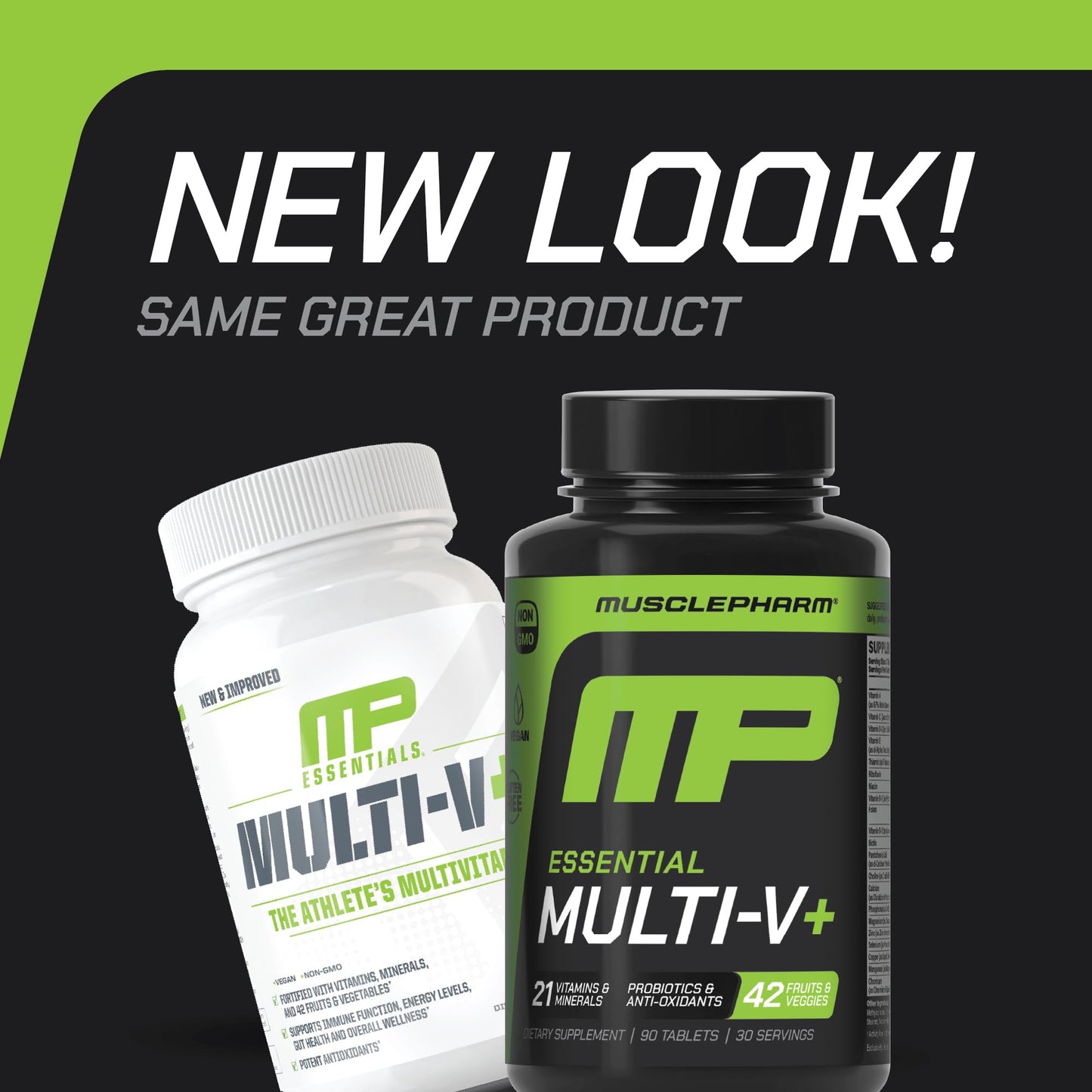 Muscle Pharm Essentials Multi-V+, The Athlete's Multi-Vitamin, Enhanced Energy, Performance & Immune Health, Daily Multivitamin for Men & Women with Minerals Plus Probiotics, 90 Tablets, 30 Servings