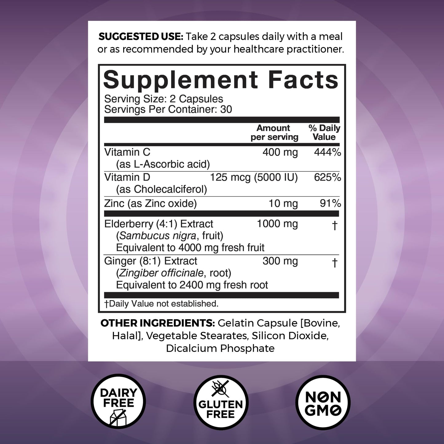Viva Naturals Elderberry with Vitamin C and Zinc for Adults - 5 in 1 Sambucus Black Elderberry Capsules with Vitamin D3 5000 IU Immunity Supplement, Sambucus Elderberry Immune Support Supplement