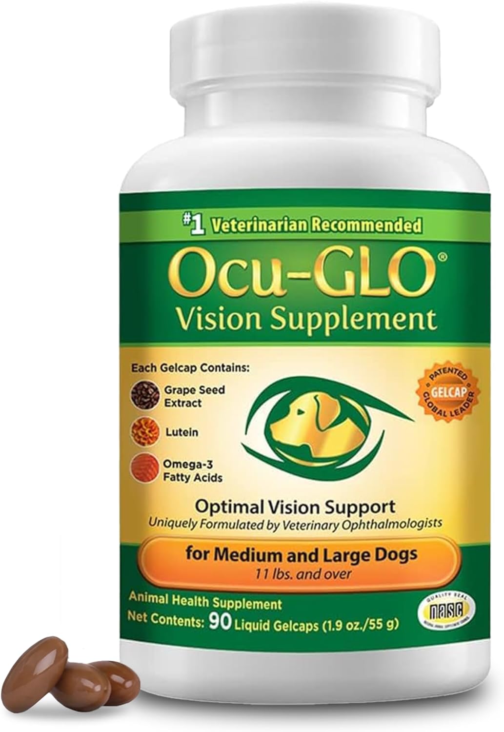 Vision Supplement for Medium to Large Dogs, 11+ lb, 90 Count | Veterinarian-Formulated Supplement Specifically Supports Eye Health; Unflavored & Easy to Give