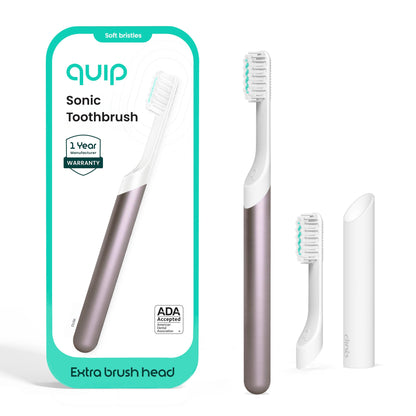Quip Sonic Electric Toothbrush, Extra Brush Head, Metal Handle, Slate