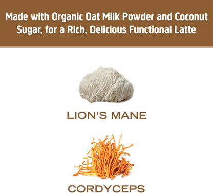 OM MUSHROOM SUPERFOOD Coffee Latte Blend – Functional Mushroom Powder with Lion’s Mane & Cordyceps – Energy, Focus & Mental Clarity Support – 8.47 oz Canister (30 Servings)