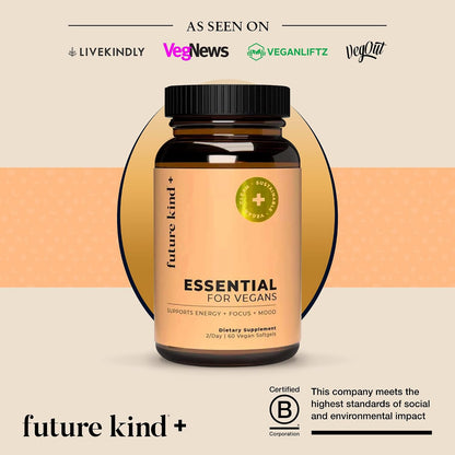 Future Kind Multivitamin Bundle - Vegan Complete Multivitamin and Vegan Essential Multivitamin - Vegan Vitamin B12, Omega 3, and Vitamin D3 - Complete Multivitamin, 42 Vitamins in 1 for Men and Women