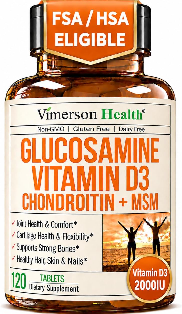 Glucosamine Chondroitin & Vitamin D3 2000IU for Joint Support - 120 Tablets