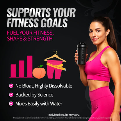 Bold Buns Creatine for Women – Supplement with Collagen & BCAA – Supports Muscle Development, Post-Workout Recovery, Skin Elasticity, Healthy Hair & Nail (30 Servings, Unflavored)