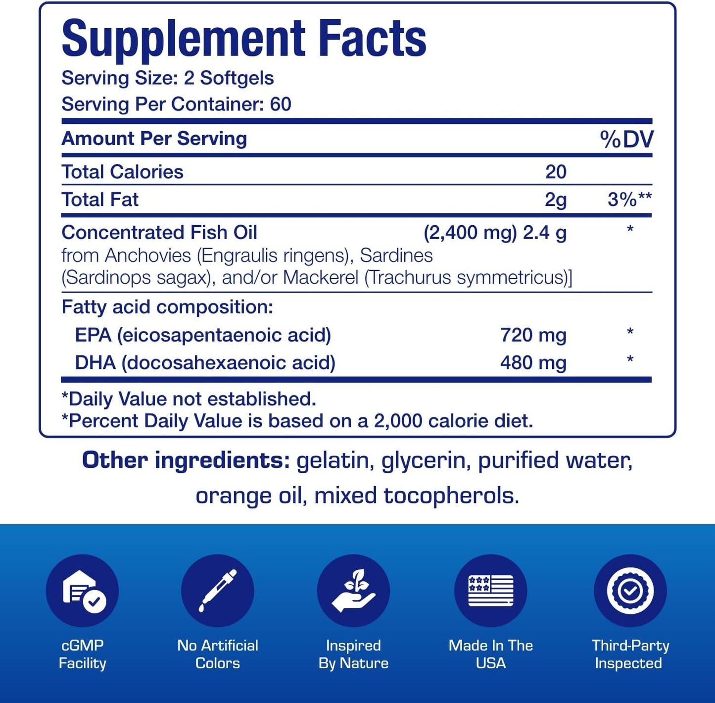 Clinical Omega 3 Fish Oil Supplement with EPA and DHA - 120 Orange Flavored Softgels for Heart, Immune, and Nervous Health - 1200mg of Molecularly Distilled Omega-3