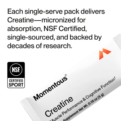 Momentous Creatine Monohydrate Powder - Creatine Powder - Supports Strength, Lean Muscle, & Recovery for Men & Women - NSF Certified for Sport - 5 g per Serving - 90 Servings