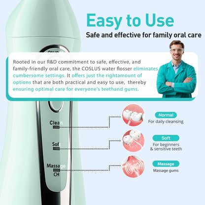 COSLUS ADA Accepted C20 Water Dental Flosser Pick, Professional Set Black