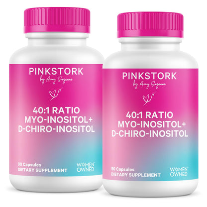 Pink Stork Inositol Supplement for Women, 40:1 Myo & D-Chiro, 30 Servings | Clinically Studied Ratio to Support Hormone Balance, Healthy Ovulation, Cycle Regularity & Fertility