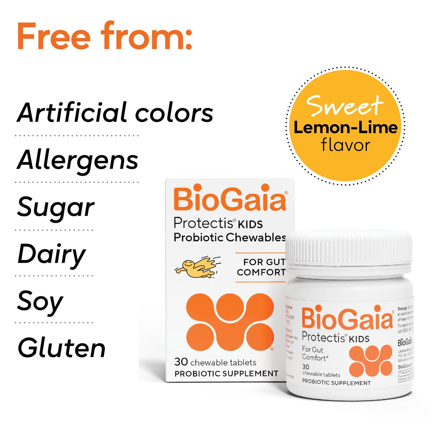 BioGaia Kids Probiotic | Ease Occasional Tummy Discomfort & Constipation | Pediatrician-recommended | Ease Occasional Tummy Discomfort, Gas & Bloating | Promote Regularity | Ages 3+| 30ct