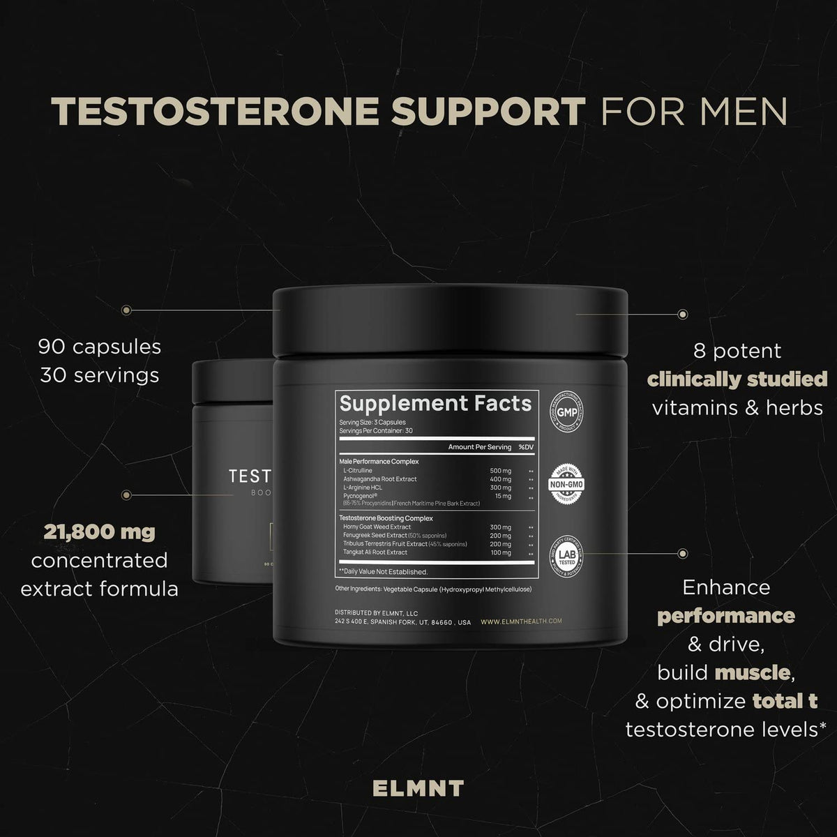 21,800mg Testosterone Booster for Men 8X Strength w. Ashwagandha, Tongkat Ali