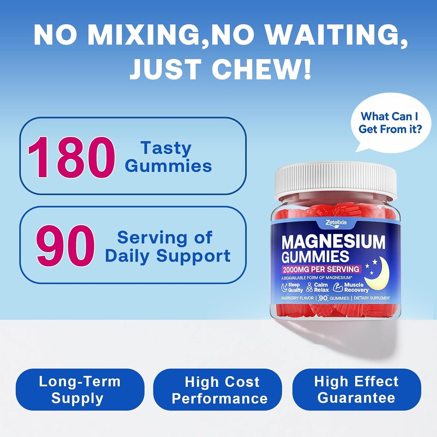180 Count | Magnesium Gummies for Women & Men, Support Calm, Restful Sleep & Muscle Health, Sugar Free, Vegan, Non-GMO, Raspberry Flavor