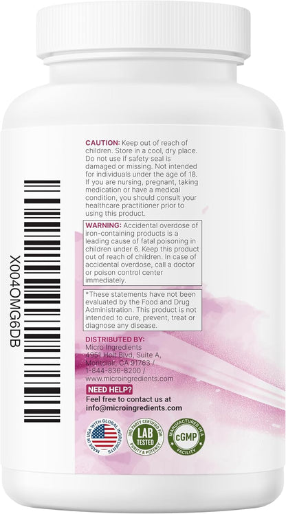 Micro Ingredients Prenatal Vitamins for Women | 38-in-1 with Folate, DHA, Choline, Iron, Probiotics, Inositol, & Vitamin C, D, B Complex | No Fillers | 240 Veggie Capsules