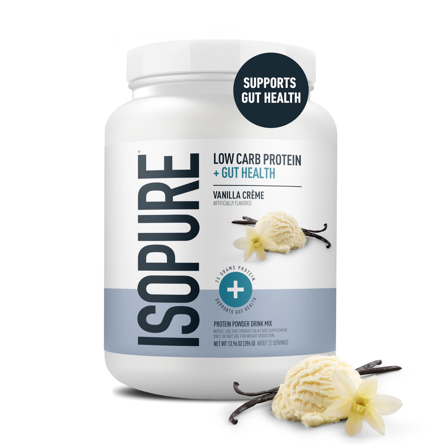 Isopure Protein + Gut Health & Immune Support Powder, Chocolate Mousse, 25g Whey Protein with Prebiotics & Vitamins, 12 Servings (Pack of 1)