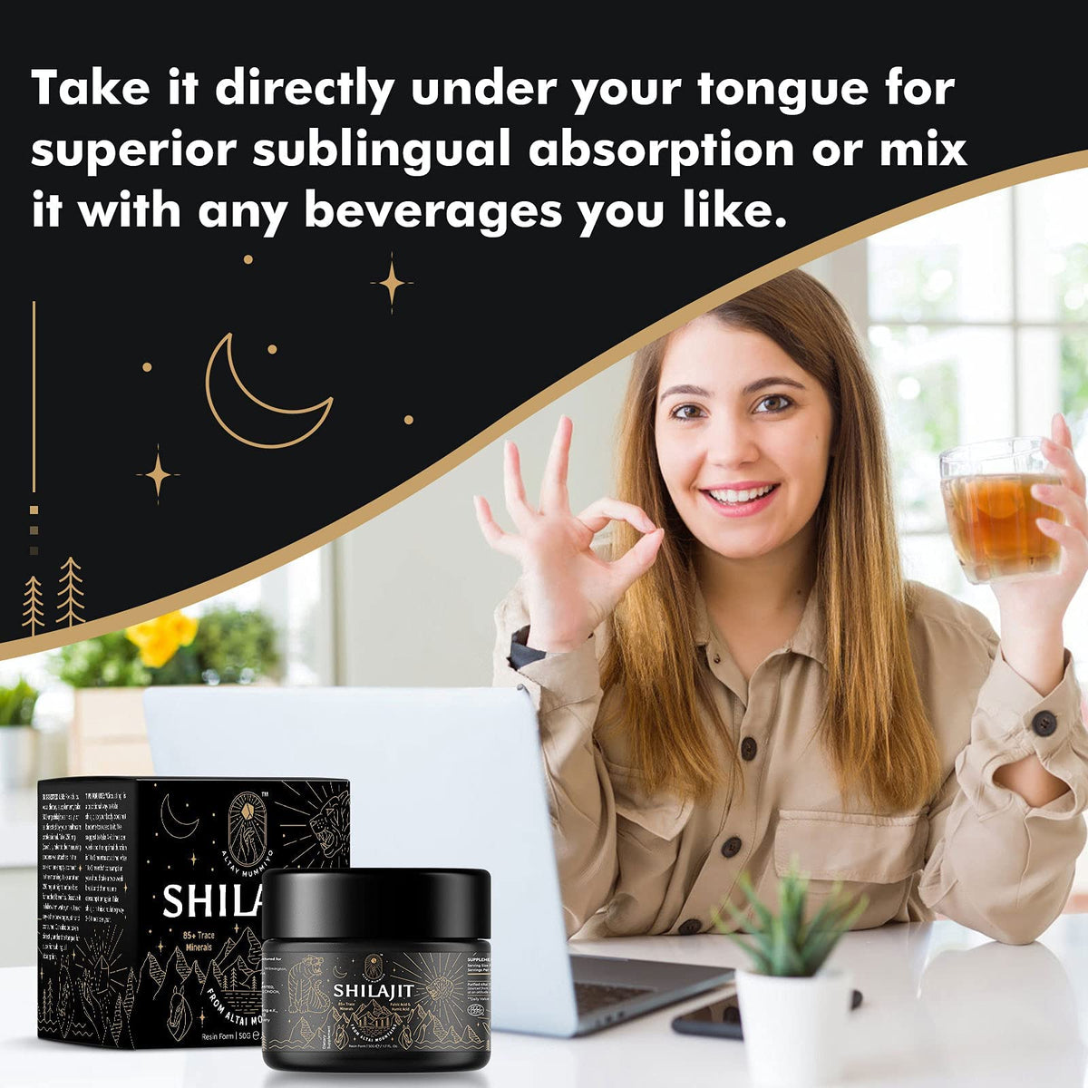 Shilajit Resin with Fulvic Acid & Trace Minerals, Original Siberian Pure Shilajit with 85+ Humic