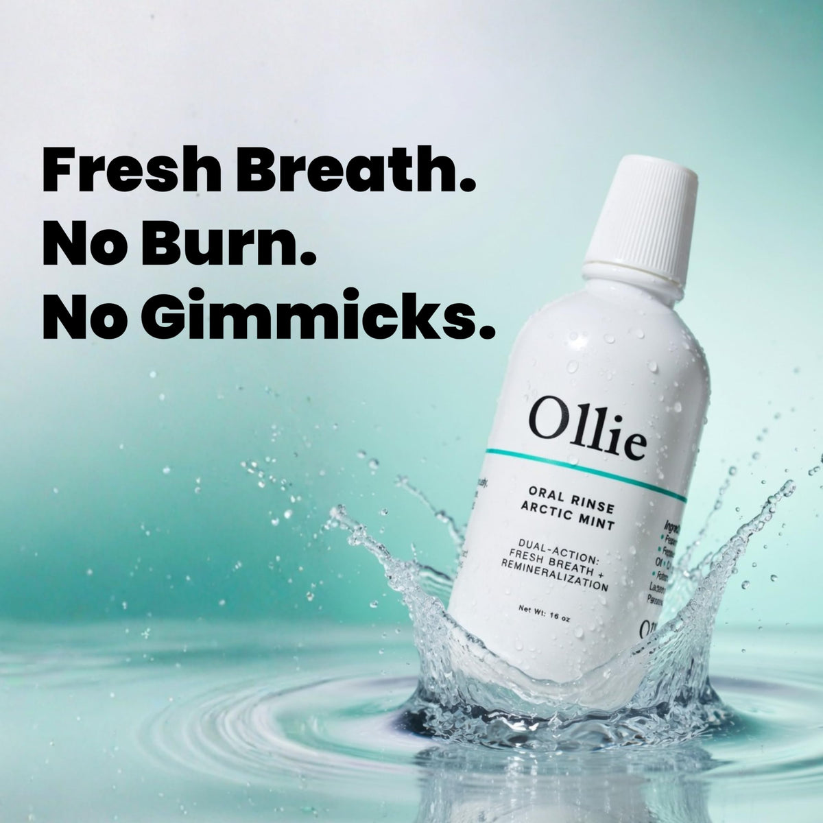 Ollie Arctic Mint Mouthwash, with 3% Hydroxyapatite, Alcohol-Free, 1 Pack
