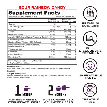 Prevail Pre Workout Powder with Nootropics: Pre-Workout Drink for Men and Women