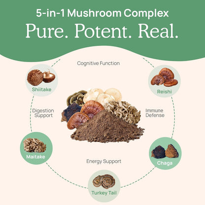 Real Mushrooms RealClarity (60ct) and 5 Defenders (90ct) Capsules Bundle - Mushroom Supplement for Mental Clarity, Focus & Immune Strength - Vegan, Non-GMO, Verified Levels of Beta-Glucans