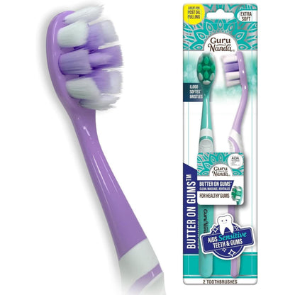 GuruNanda Butter On Gums Toothbrush, ADA Accepted, with 8000+ Ultra Soft Softex Bristles for Sensitive & Receding Gums, Perfect for Whiter Teeth, 8 Ct