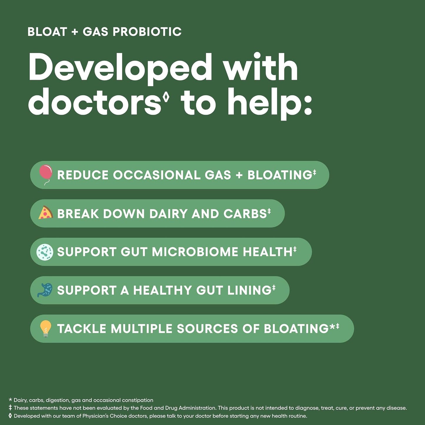 Physician's CHOICE Bloat & Gas Probiotic 30ct + 60 Billion Probiotic 30ct - Digestive Wellness Bundle