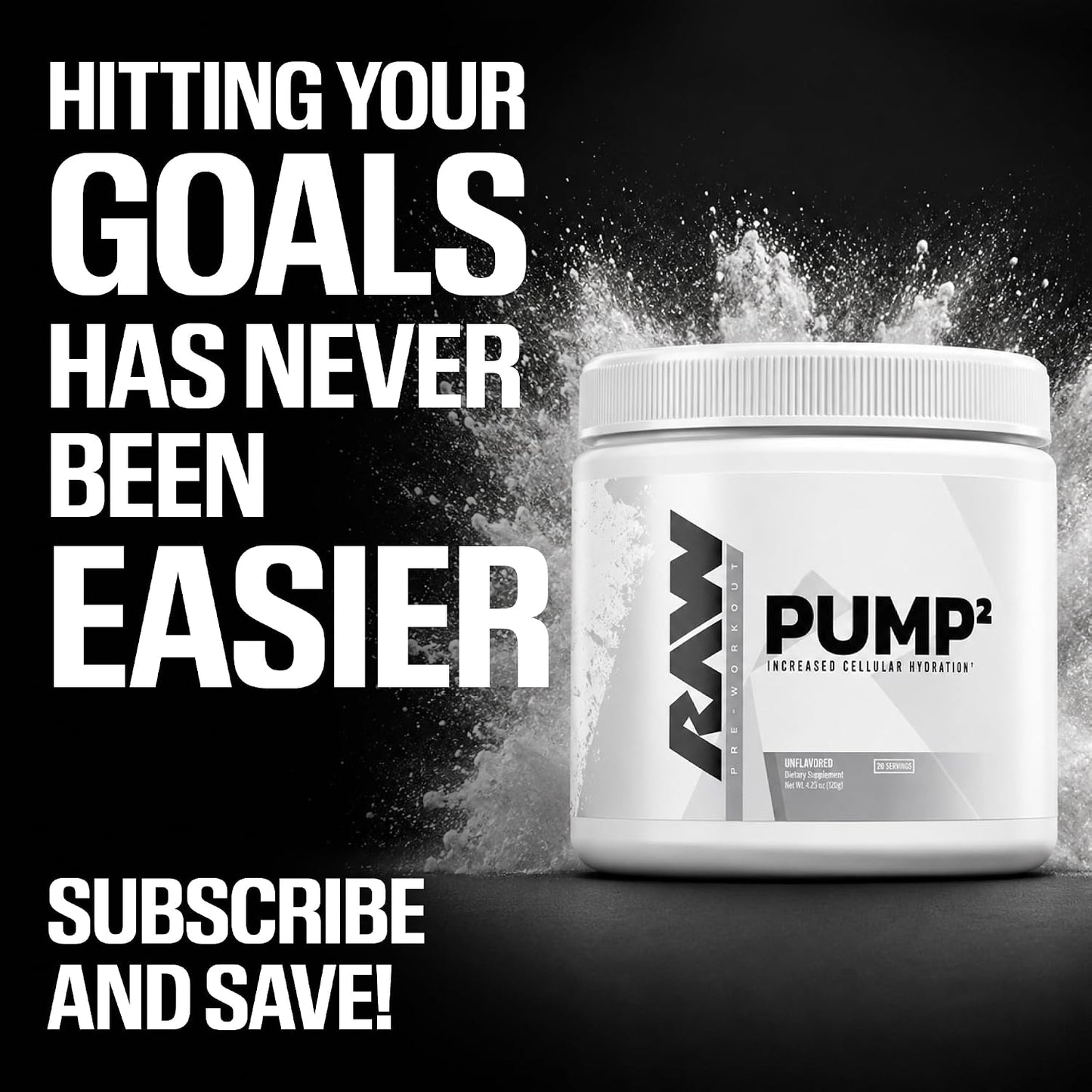 RAW Pump2 Pre Workout | Glycerol Pump Pre Workout Supplement, Pair Pump Supplement for Best Results Or Any Preworkout Powder | Enhanced Hydration and Boost Energy | Unflavored (20 Servings)
