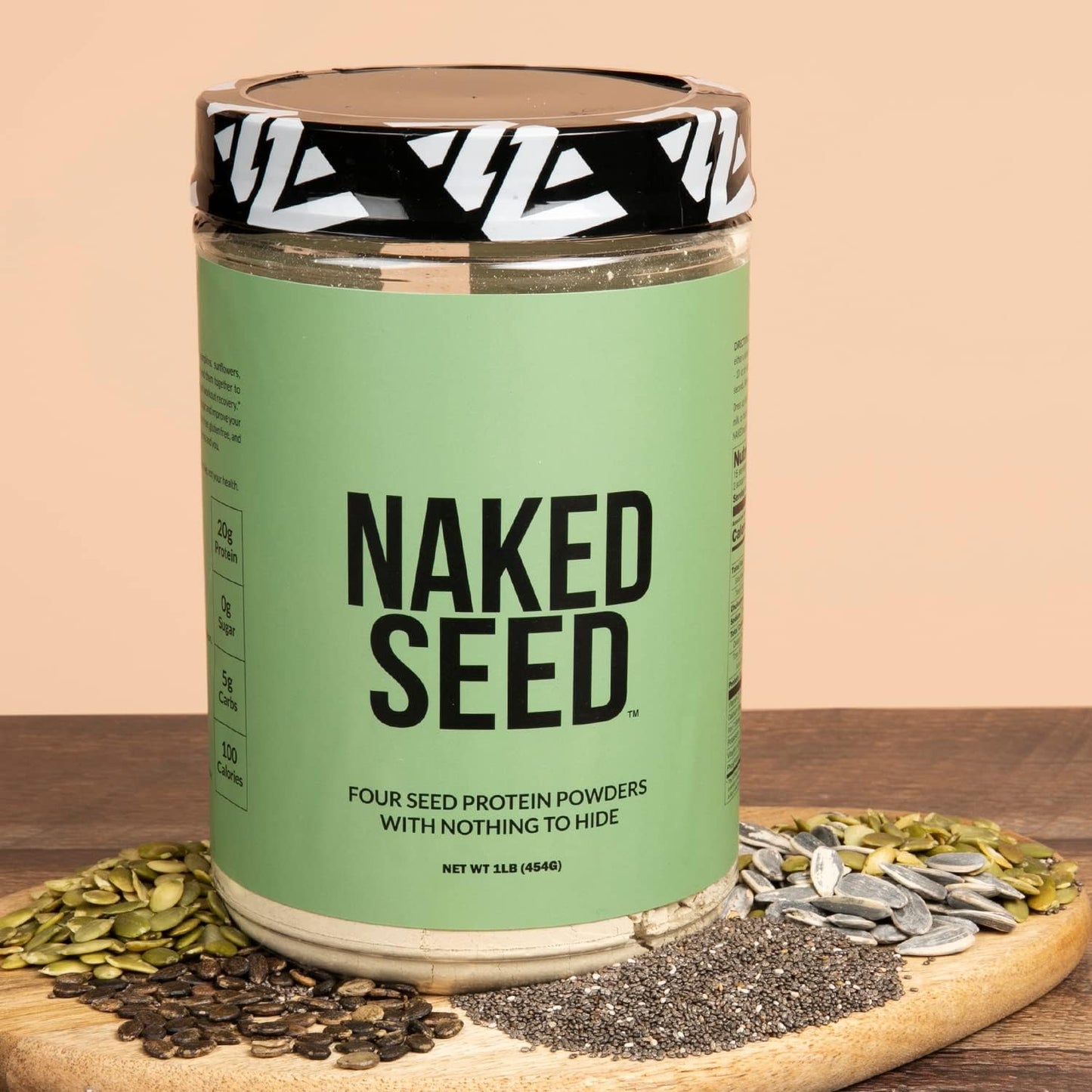 Naked Seed - 4 Seed Protein Powder, Only 4 Ingredients - Chia, Watermelon, Sunflower and Pumpkin Seed - Gluten-Free, Soy Free, Vegan, No Gmos, No Artificial Sweeteners - 15 Servings
