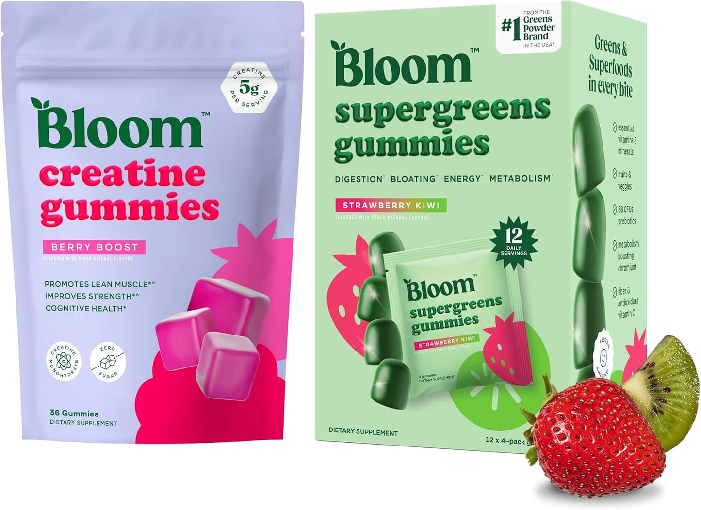 Bloom Creatine Gummies and Greens Gummies Bundle