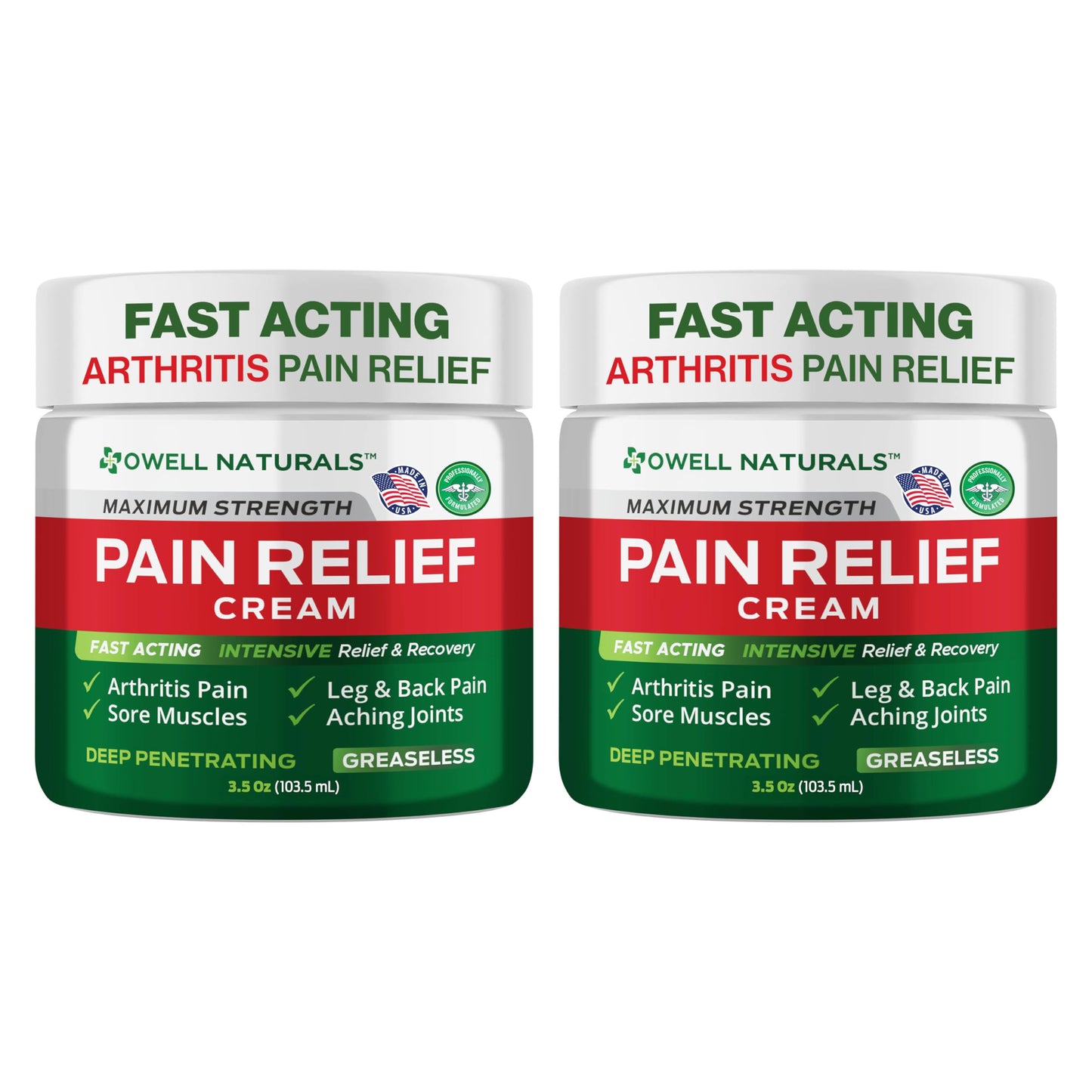 Owell Naturals Deep Penetrating Pain Relief Cream, Maximum Strength Formula for Joints & Muscles, Lower Back, Knees, Hands, Legs, Ankle – Fast Acting Comfort, 7 oz