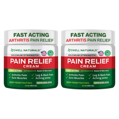 Owell Naturals Deep Penetrating Pain Relief Cream, Maximum Strength Formula for Joints & Muscles, Lower Back, Knees, Hands, Legs, Ankle – Fast Acting Comfort, 7 oz