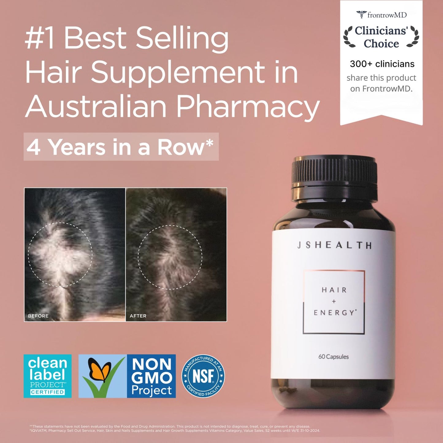 JSHealth Hair Growth Vitamins for Women. Hair + Energy with Kelp Iodine and Zinc. Supports Thickness, Strength, Energy. Nutritionist-Formulated (60 Capsules) | Hair Vitamins for Women and Men, Zinc and Iodine Hair Supplements for Hair Growth