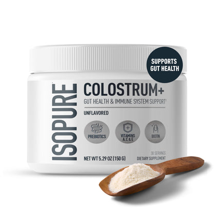 Isopure Bovine Colostrum Supplement Powder, Gently Processed, 90 Servings