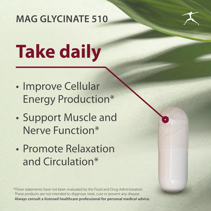 Biospec Nutritionals Mag Glycinate 510 – Magnesium Glycinate – Nutritional Supplement for Stress, Heart Health, Nerves, Muscles, Energy, and Metabolism* - (100 Capsules)