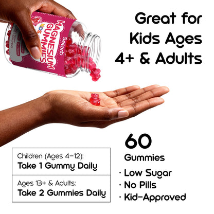 Magnesium Glycinate Gummies for Kids & Adults Melatonin Free Calm Magnesium Gummies with Citrate, Malate, B6, D3, Calcium & L-Theanine for Sleep Relaxation, Bone & Muscle Magnesium for Kids 2 Packs