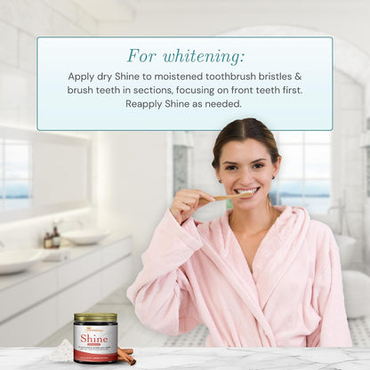 OraWellness Shine Cinnamon Remineralizing Tooth Whitening Powder + BrushEco Bamboo Toothbrush with 4 Rows