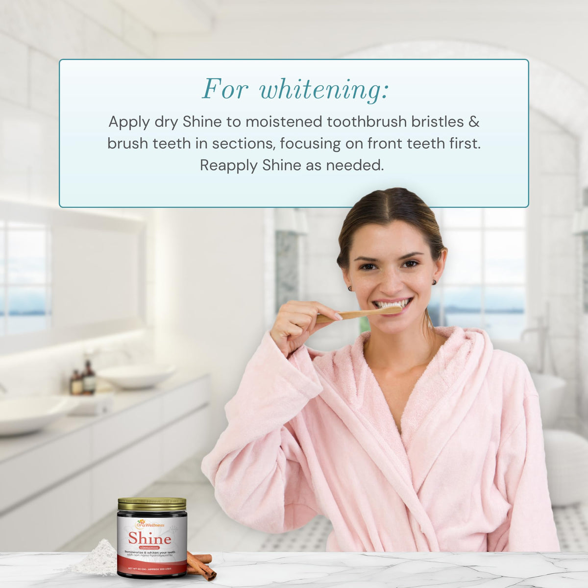 OraWellness Shine Remineralizing Tooth Powder with Hydroxyapatite, Mint