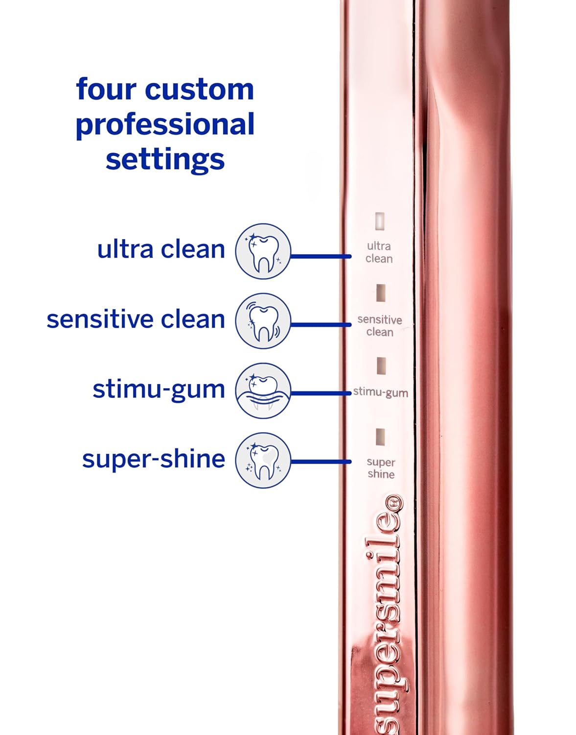 Supersmile Zina45 Deluxe Sonic Pulse Toothbrush, Rose Gold, Rechargeable