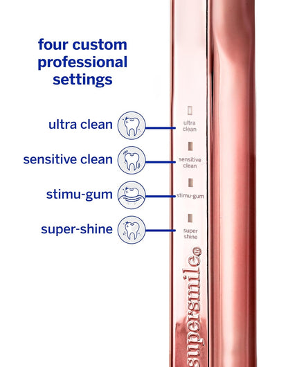 Supersmile Zina45 Deluxe Sonic Pulse Toothbrush, Rose Gold, Rechargeable