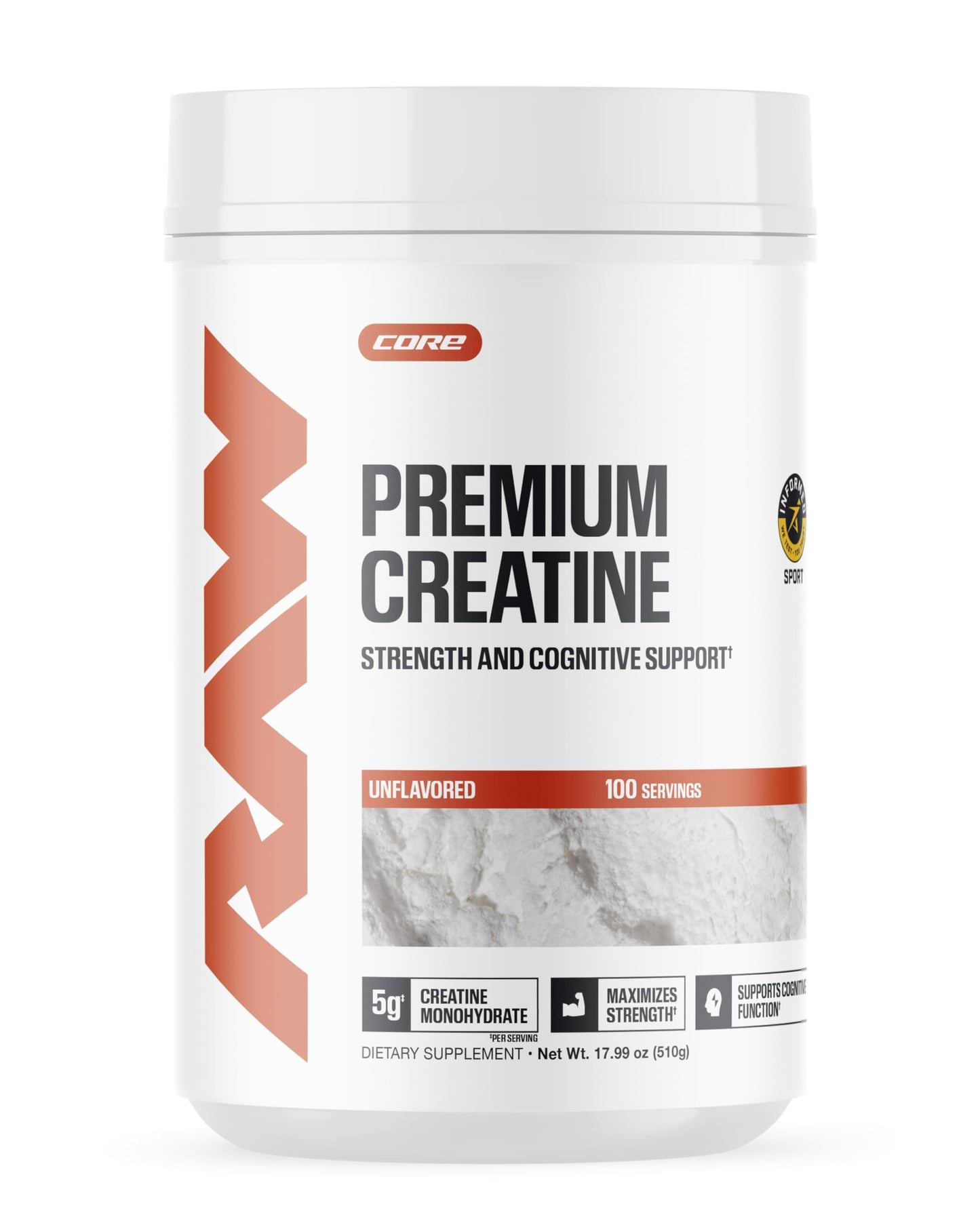 RAW Nutrition Creatine Monohydrate Powder, Unflavored (30 Servings) - Micronized Creatine Monohydrate Supplement for Workout Performance, Build Muscle & Strength - Creatine Powder for Men & Women