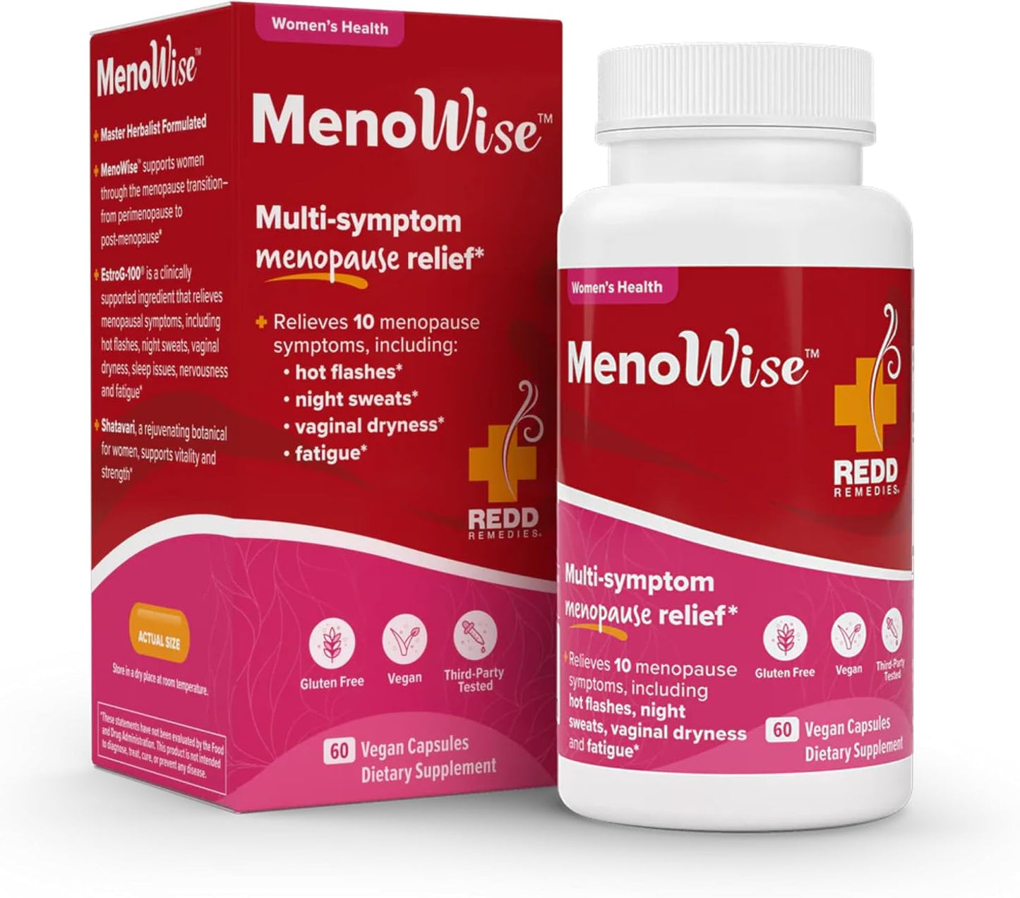 Redd Remedies, MenoWise, Relieves Symptoms, Including Hot Flashes, Night Sweats, Vaginal Dryness, and More, 60 Vegan Capsules