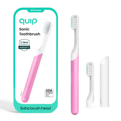 Quip Sonic Electric Toothbrush for Adults, Extra Brush Head, Marine Blue