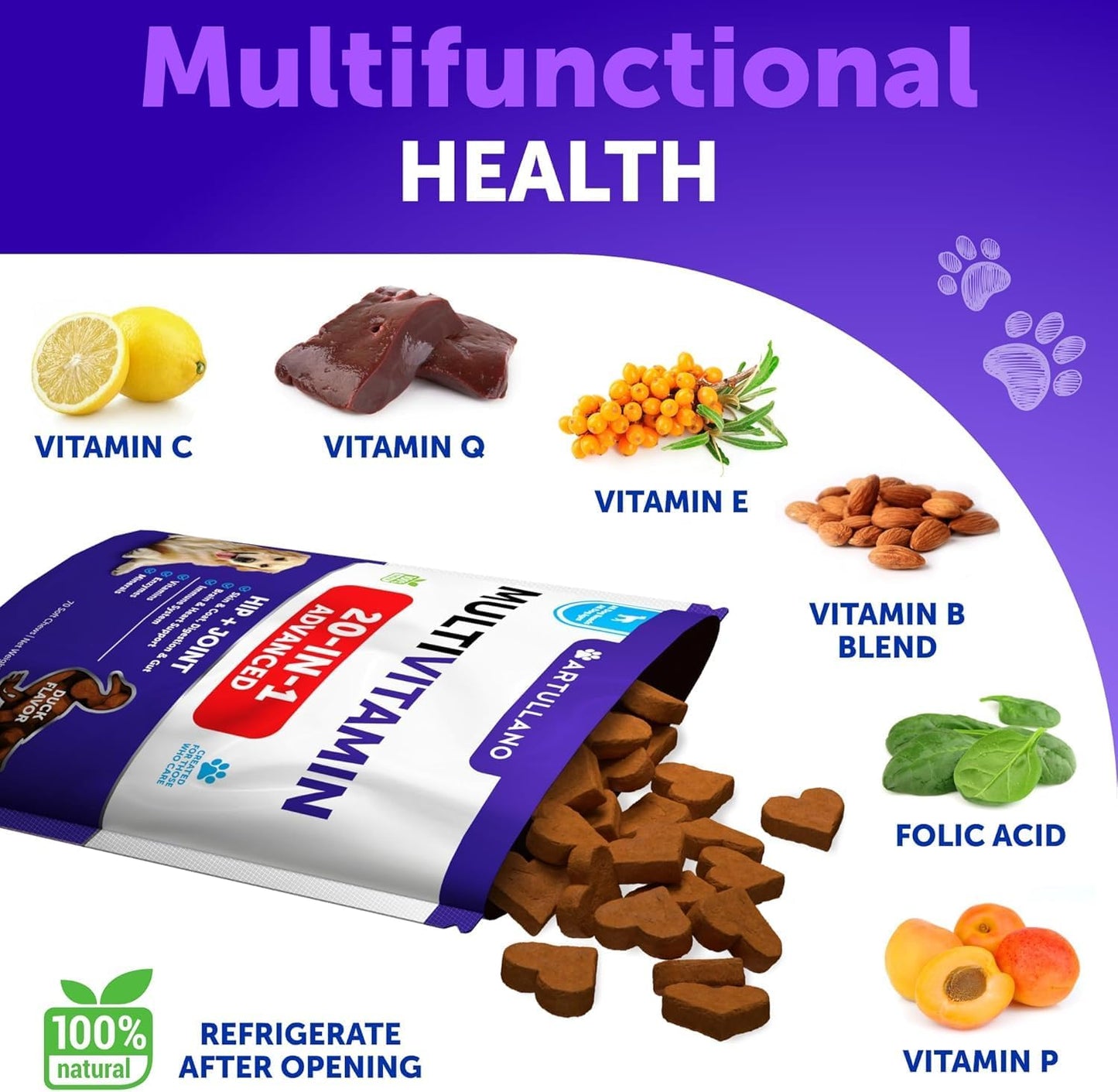 Dog Multivitamin Chewable with Glucosamine 26 in 1 - Dog Vitamins and Supplements - Senior & Puppy Multivitamin for Dogs - Pet Joint Support Health - Immunity, Mobility, Gut Skin - 120 Chews