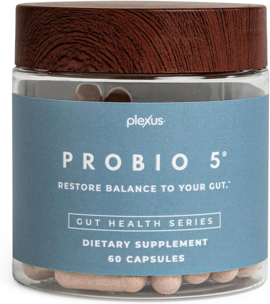 Plexus® ProBio 5®, 60 Capsules | 4 billion CFU from 5 probiotic strains to support gut microbiome balance, healthy digestion, and intestinal yeast balance